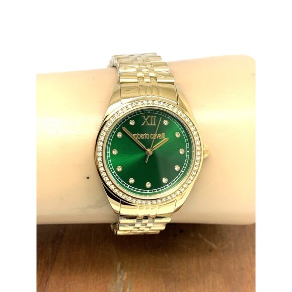 Roberto Cavalli Women's Watch 5L036 Green Dial Quartz Gold Stainless Steel 31mm - Picture 10 of 13